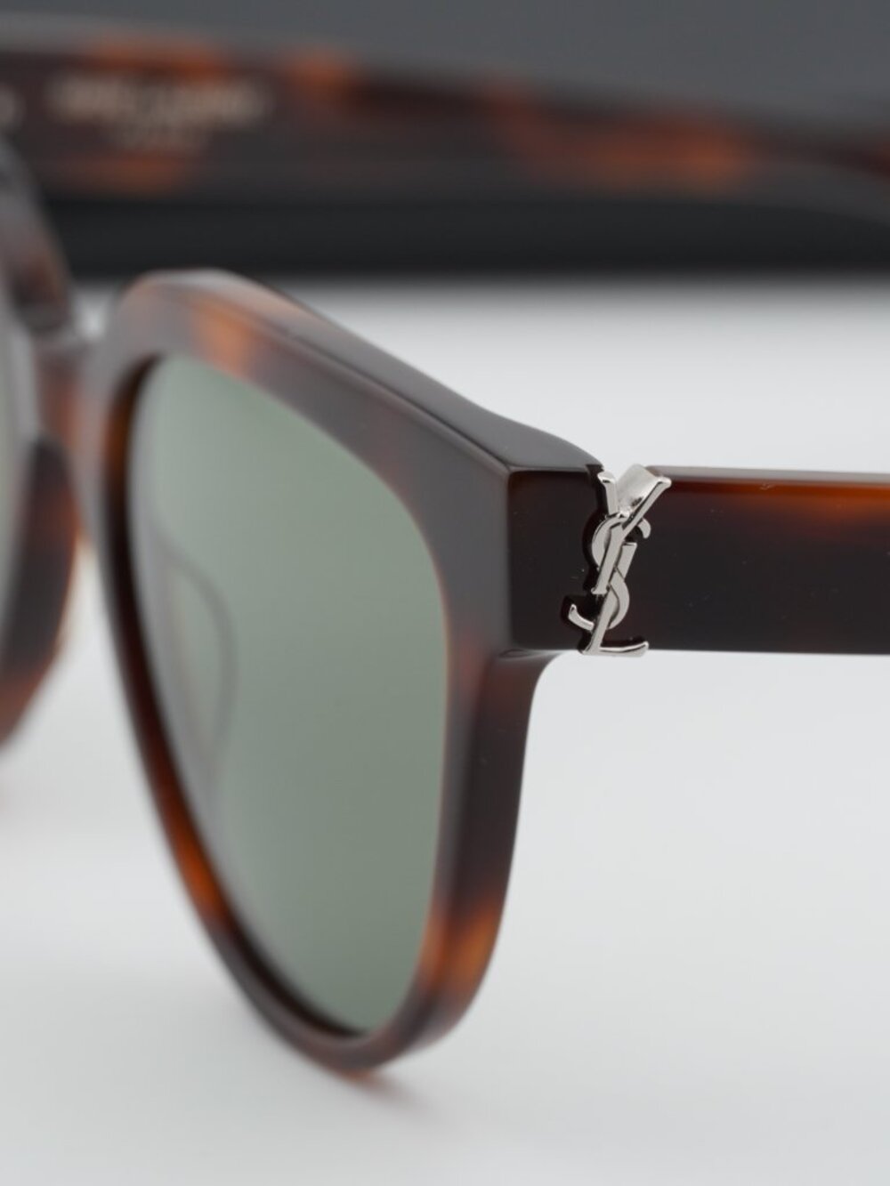 Saint Laurent SLM28 005 Cat Eye Sunglasses - Havana / Green - Picture 2 of 10